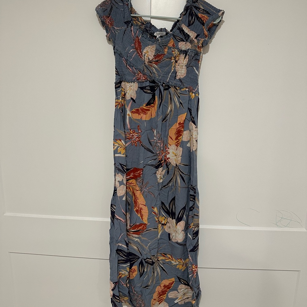 Patrons of Peace Blue and Orange Floral Maxi Dress